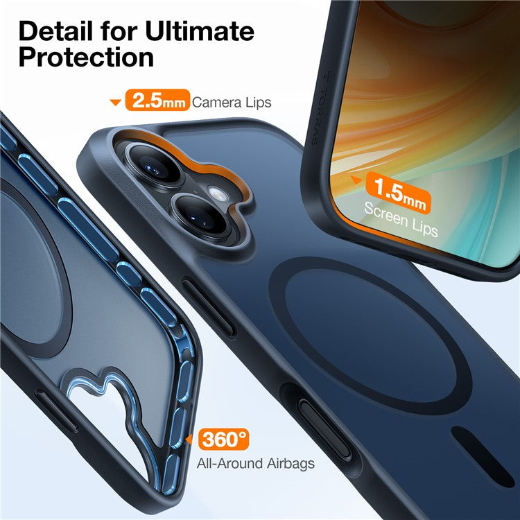 TORRAS For iPhone 16 Plus Case Compatible with MagSafe Skin-Touch Matte PC+TPU Phone Cover - Black