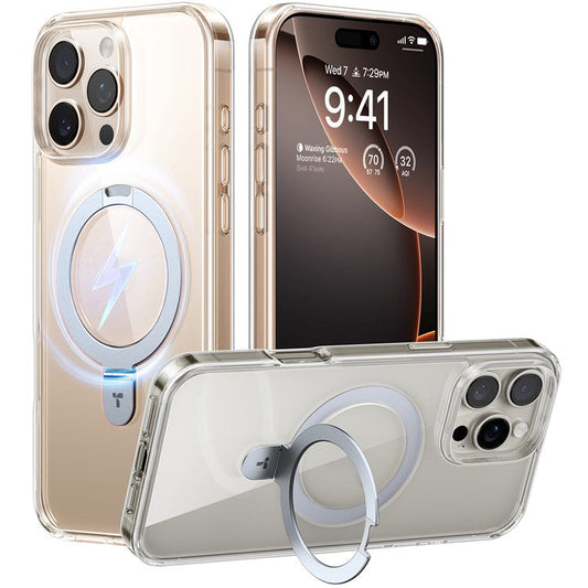 TORRAS Guardian Ostand Series for iPhone 16 Pro Case Compatible with MagSafe Kickstand TPU+PC Phone Cover - Transparent