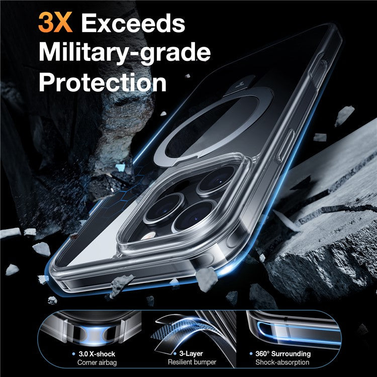 TORRAS Guardian Ostand Series for iPhone 16 Pro Case Compatible with MagSafe Kickstand TPU+PC Phone Cover - Transparent