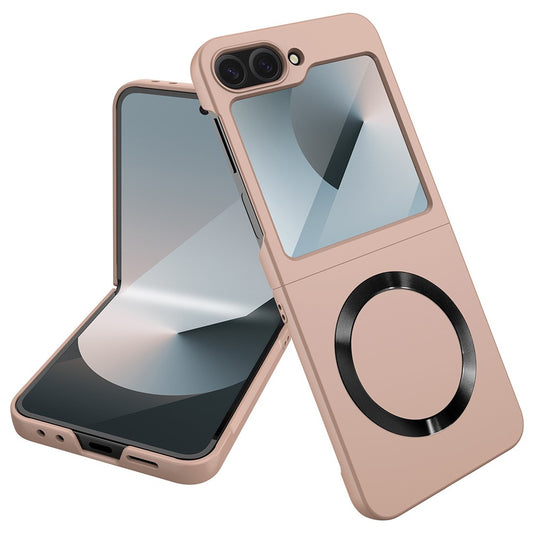 For Samsung Galaxy Z Flip7 FE 5G / Z Flip6 5G Case Compatible with MagSafe CD Vein Skin-Touch PC Phone Cover with Screen / Lens Film - Rose Gold