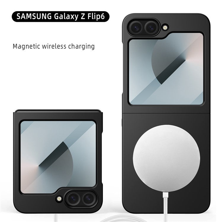 For Samsung Galaxy Z Flip6 5G Case Compatible with MagSafe CD Vein Skin-Touch PC Phone Cover with Screen / Lens Film - Rose Gold