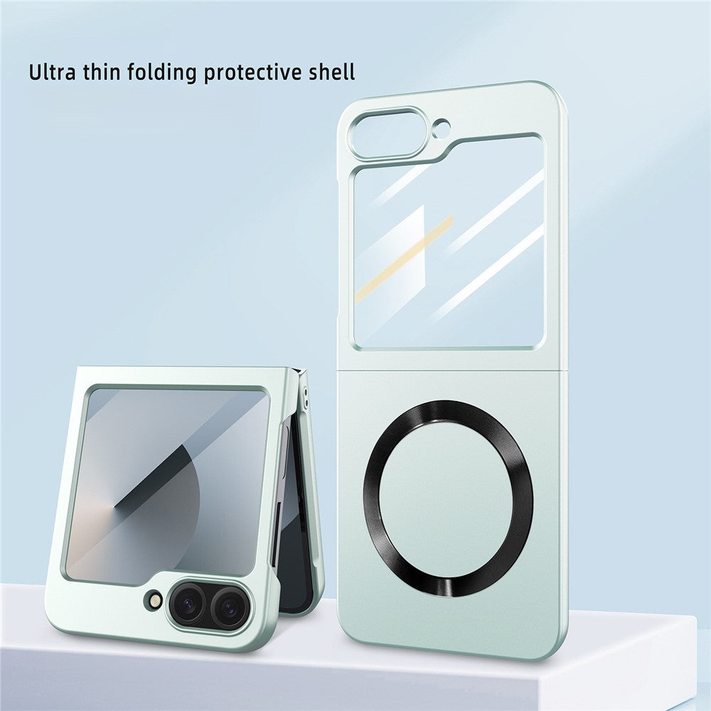 For Samsung Galaxy Z Flip7 FE 5G / Z Flip6 5G Case Compatible with MagSafe CD Vein Skin-Touch PC Phone Cover with Screen / Lens Film - Mint Green