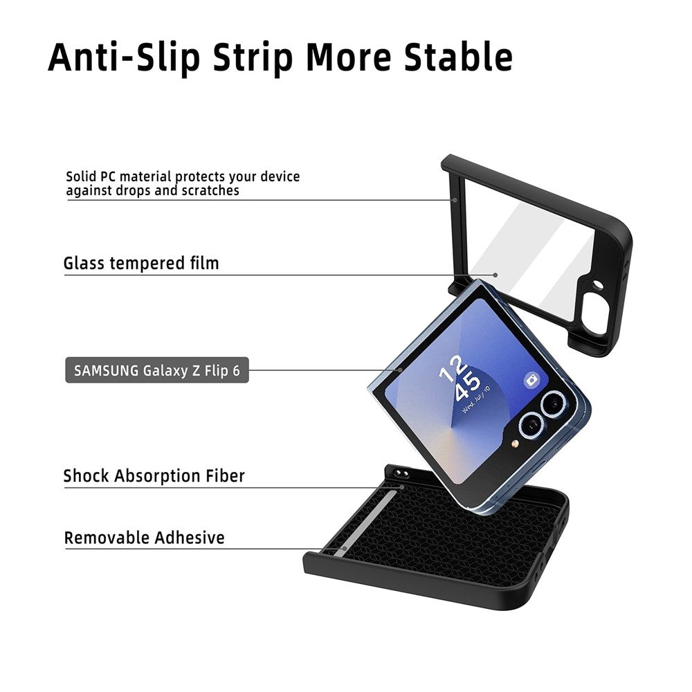 For Samsung Galaxy Z Flip7 FE 5G / Z Flip6 5G Case Compatible with MagSafe CD Vein Skin-Touch PC Phone Cover with Screen / Lens Film - Dark Purple