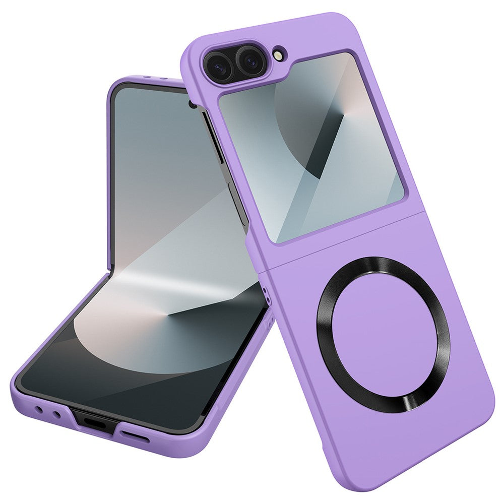 For Samsung Galaxy Z Flip7 FE 5G / Z Flip6 5G Case Compatible with MagSafe CD Vein Skin-Touch PC Phone Cover with Screen / Lens Film - Purple