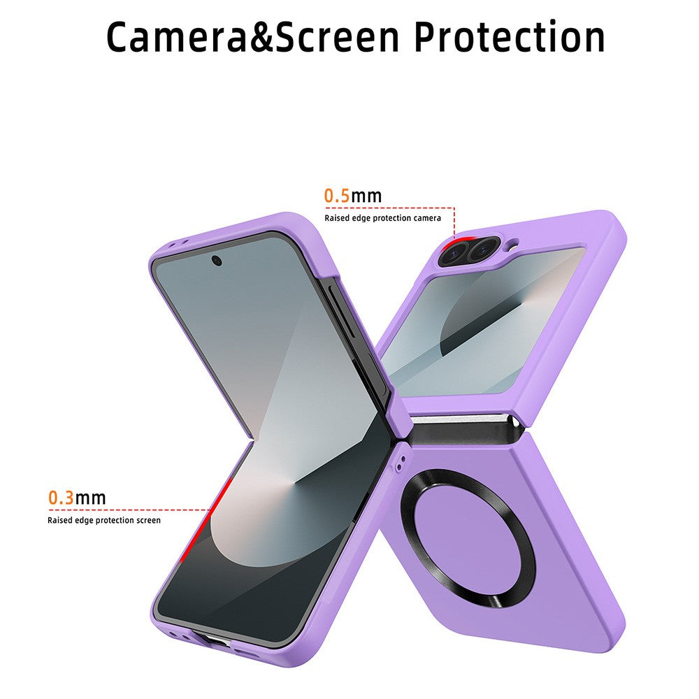 For Samsung Galaxy Z Flip7 FE 5G / Z Flip6 5G Case Compatible with MagSafe CD Vein Skin-Touch PC Phone Cover with Screen / Lens Film - Purple