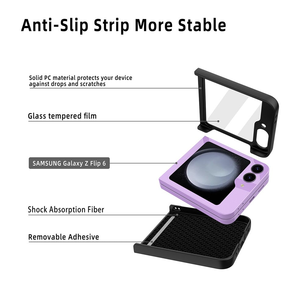 For Samsung Galaxy Z Flip7 FE 5G / Z Flip6 5G Case Litchi Texture PU+PC Phone Cover with Screen / Lens Film - Green