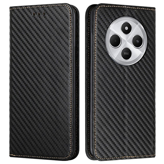 For Xiaomi Poco C75 4G / Redmi 14R 5G / 14C 4G Case Leather Flip Phone Cover Stand Strong Magnetic Closure - Black