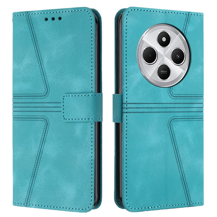 For Xiaomi Poco C75 4G / Redmi 14R 5G / 14C 4G Case Triangle Imprinted Anti-Scratch Phone Wallet Cover - Green