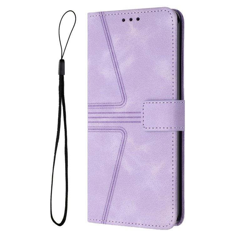 For Xiaomi Poco C75 4G / Redmi 14R 5G / 14C 4G Case Triangle Imprinted Anti-Scratch Phone Wallet Cover - Purple