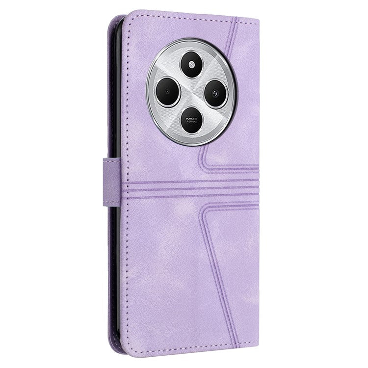 For Xiaomi Poco C75 4G / Redmi 14R 5G / 14C 4G Case Triangle Imprinted Anti-Scratch Phone Wallet Cover - Purple