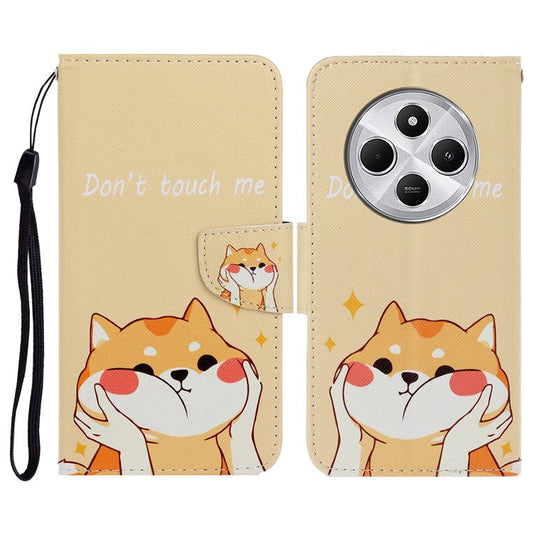 For Xiaomi Poco C75 4G / Redmi 14R 5G / 14C 4G Case Pattern Printing Protective Leather Folio Phone Cover - Shiba Inu