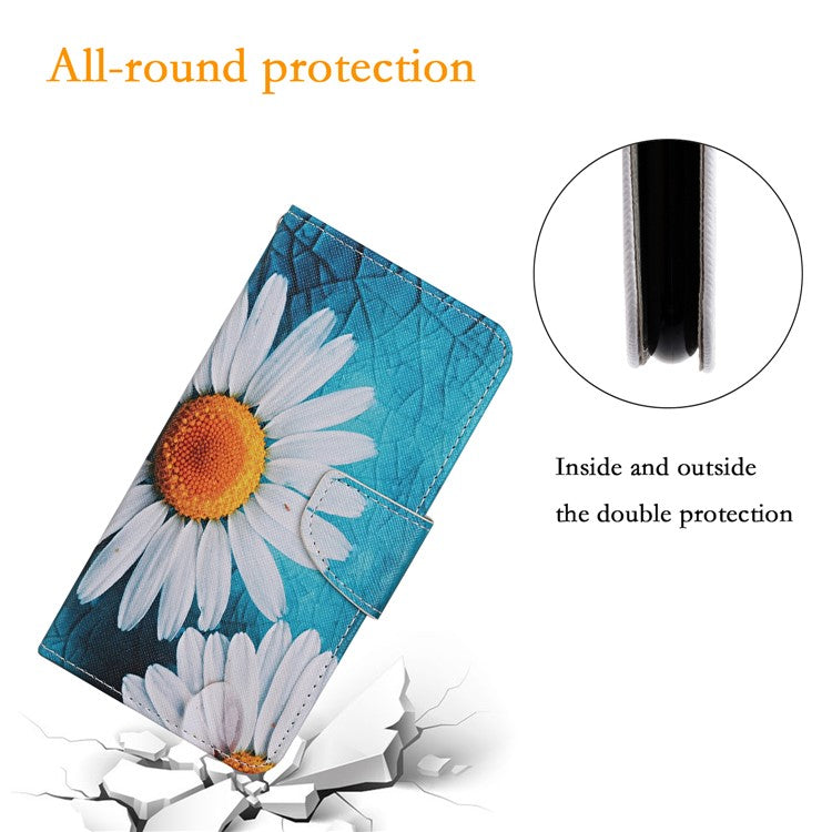For Xiaomi Poco C75 4G / Redmi 14R 5G / 14C 4G Case Pattern Printing Protective Leather Folio Phone Cover - Large Chrysanthemum