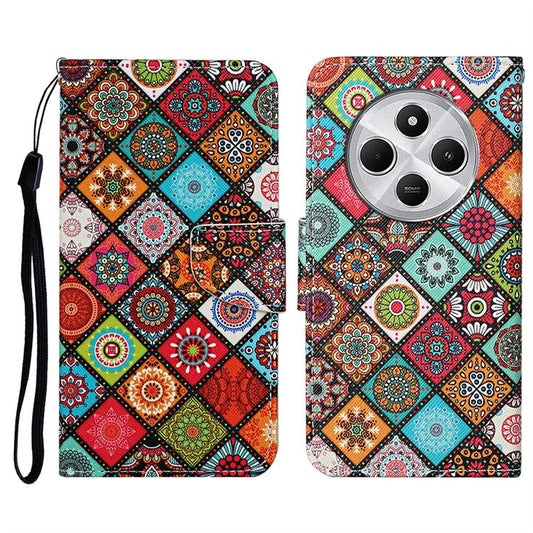 For Xiaomi Poco C75 4G / Redmi 14R 5G / 14C 4G Case Pattern Printing Protective Leather Folio Phone Cover - Ethnic Style