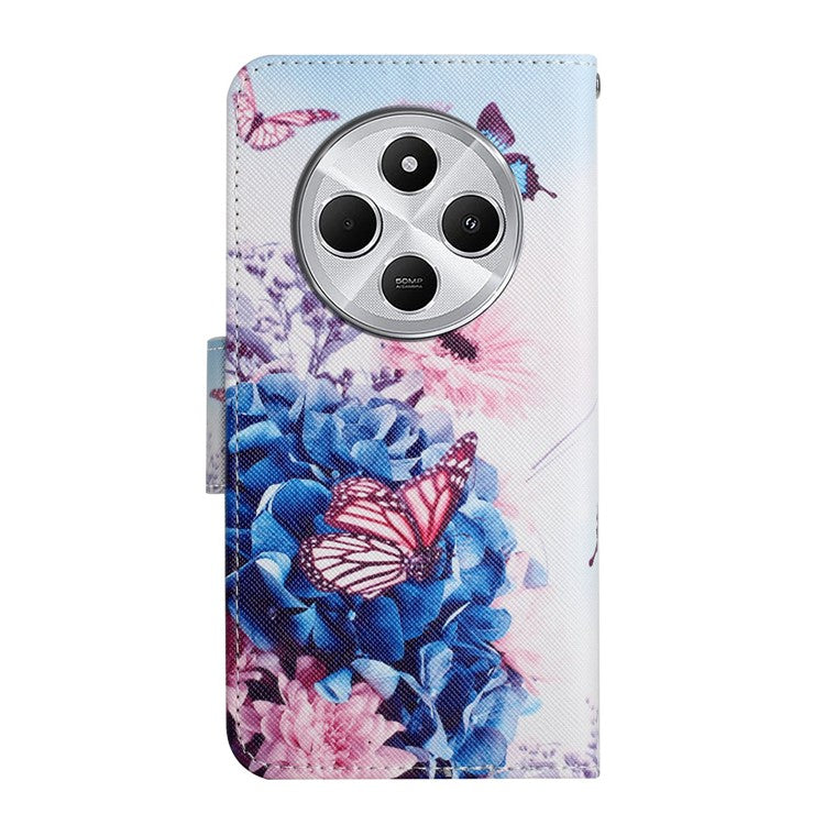 For Xiaomi Poco C75 4G / Redmi 14R 5G / 14C 4G Case Pattern Printing Protective Leather Folio Phone Cover - Purple Butterfly