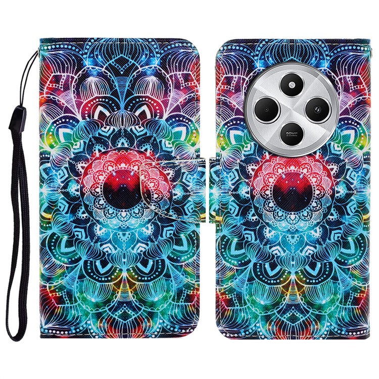 For Xiaomi Poco C75 4G / Redmi 14R 5G / 14C 4G Case Pattern Printing Protective Leather Folio Phone Cover - Mandala
