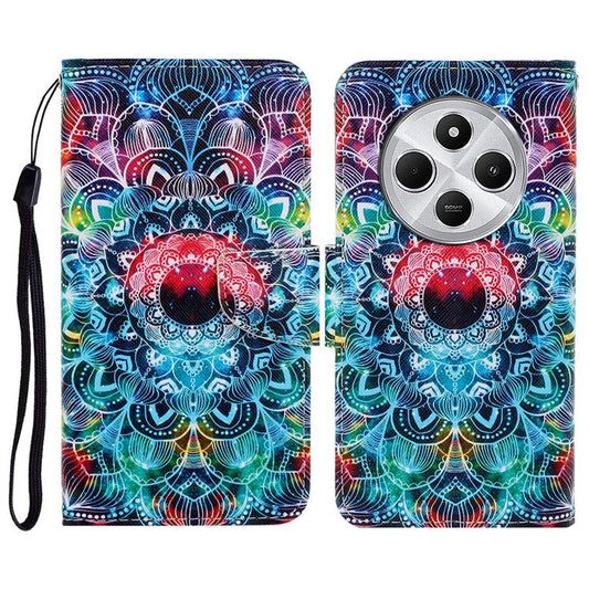 For Xiaomi Poco C75 4G / Redmi 14R 5G / 14C 4G Case Pattern Printing Protective Leather Folio Phone Cover - Mandala