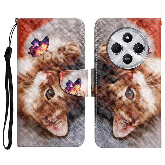 For Xiaomi Poco C75 4G / Redmi 14R 5G / 14C 4G Case Pattern Printing Protective Leather Folio Phone Cover - Butterfly Cat