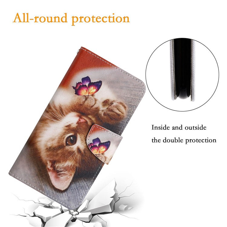 For Xiaomi Poco C75 4G / Redmi 14R 5G / 14C 4G Case Pattern Printing Protective Leather Folio Phone Cover - Butterfly Cat