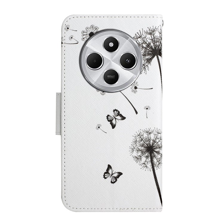 For Xiaomi Poco C75 4G / Redmi 14R 5G / 14C 4G Case Pattern Printing Protective Leather Folio Phone Cover - Dandelion