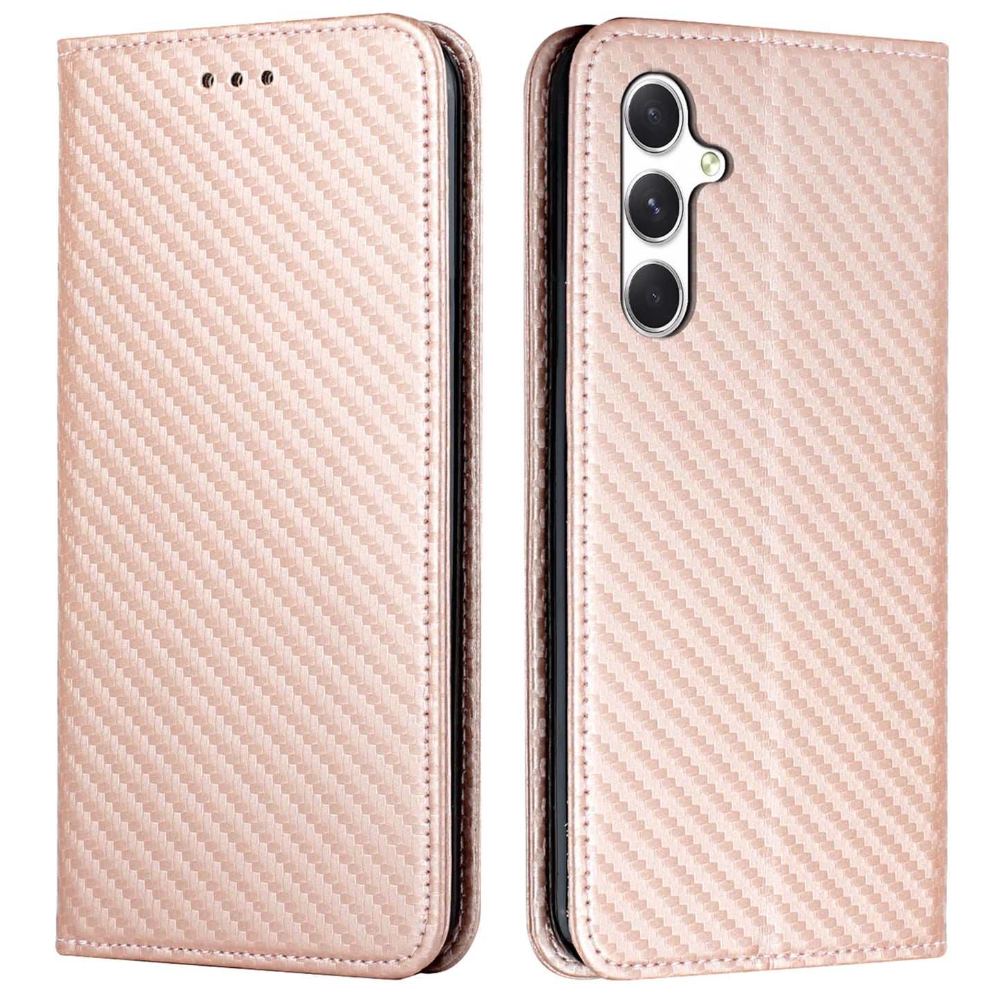 For Samsung Galaxy A16 5G / A16 4G Case Leather Flip Phone Cover Stand Strong Magnetic Closure - Rose Gold