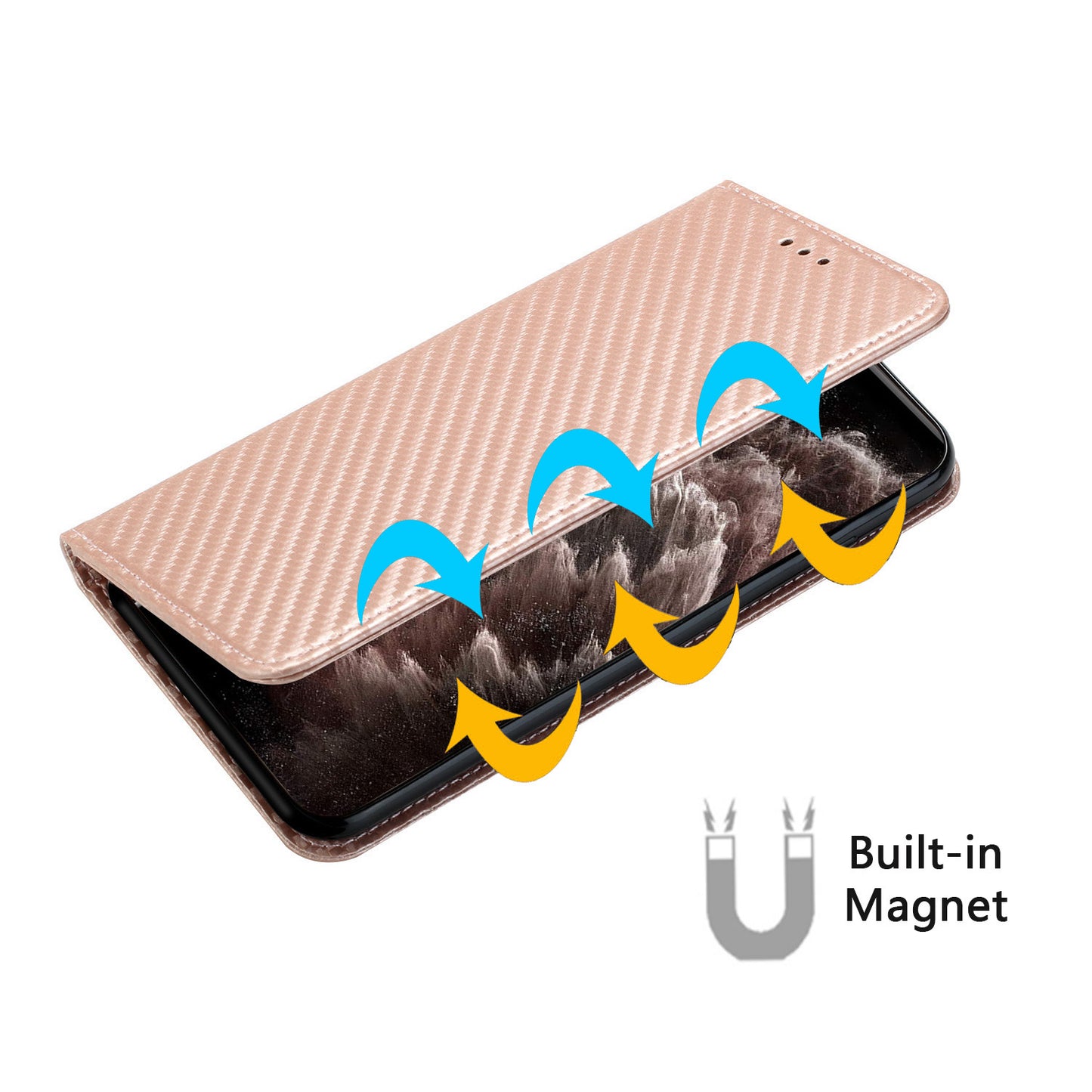 For Samsung Galaxy A16 5G / A16 4G Case Leather Flip Phone Cover Stand Strong Magnetic Closure - Rose Gold