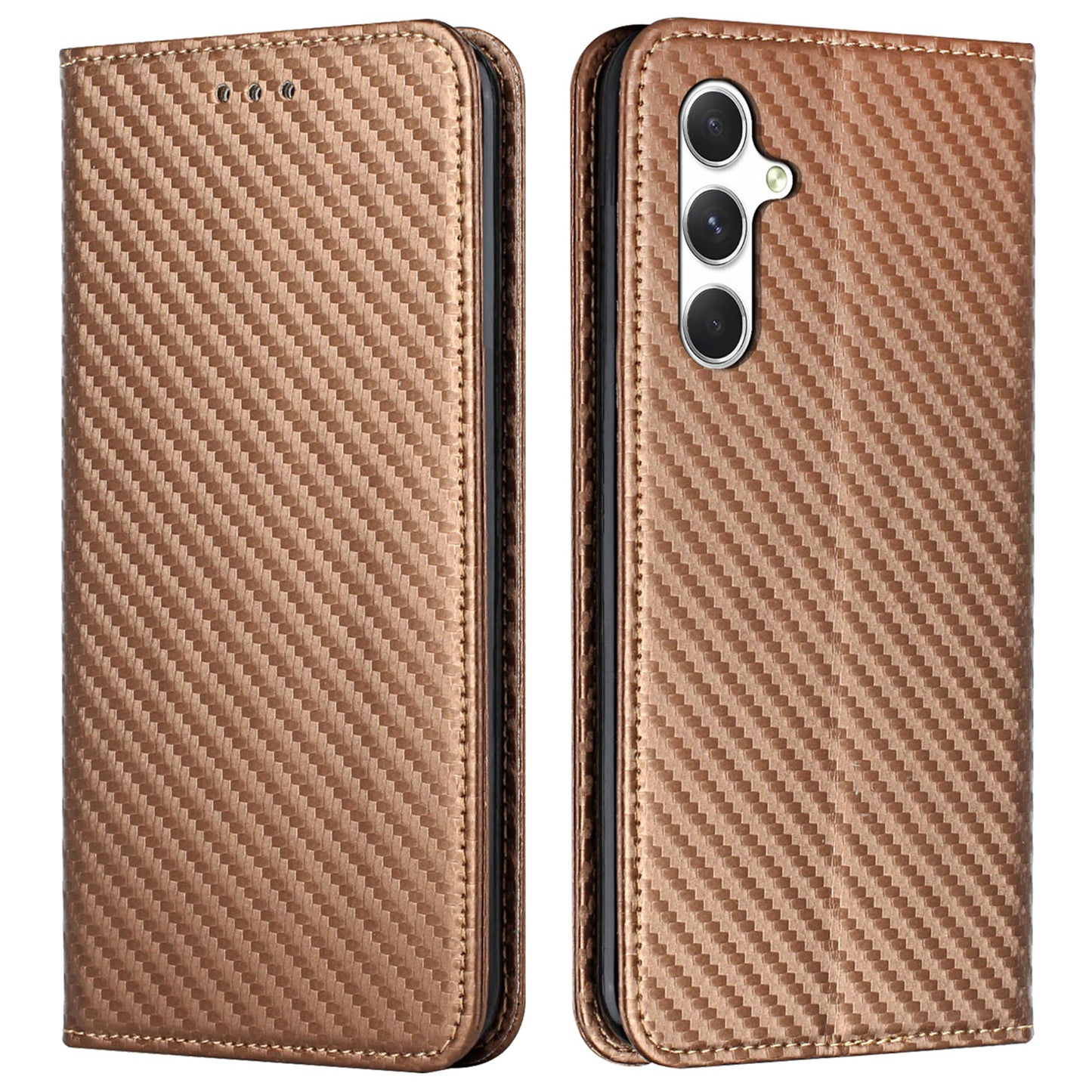 For Samsung Galaxy A16 5G / A16 4G Case Leather Flip Phone Cover Stand Strong Magnetic Closure - Brown