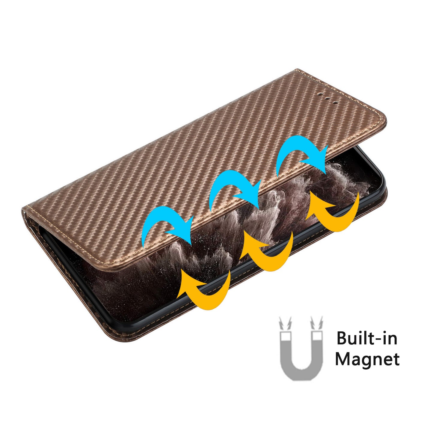 For Samsung Galaxy A16 5G / A16 4G Case Leather Flip Phone Cover Stand Strong Magnetic Closure - Brown