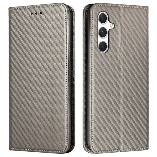 For Samsung Galaxy A16 5G / A16 4G Case Leather Flip Phone Cover Stand Strong Magnetic Closure - Grey
