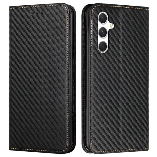 For Samsung Galaxy A16 5G / A16 4G Case Leather Flip Phone Cover Stand Strong Magnetic Closure - Black