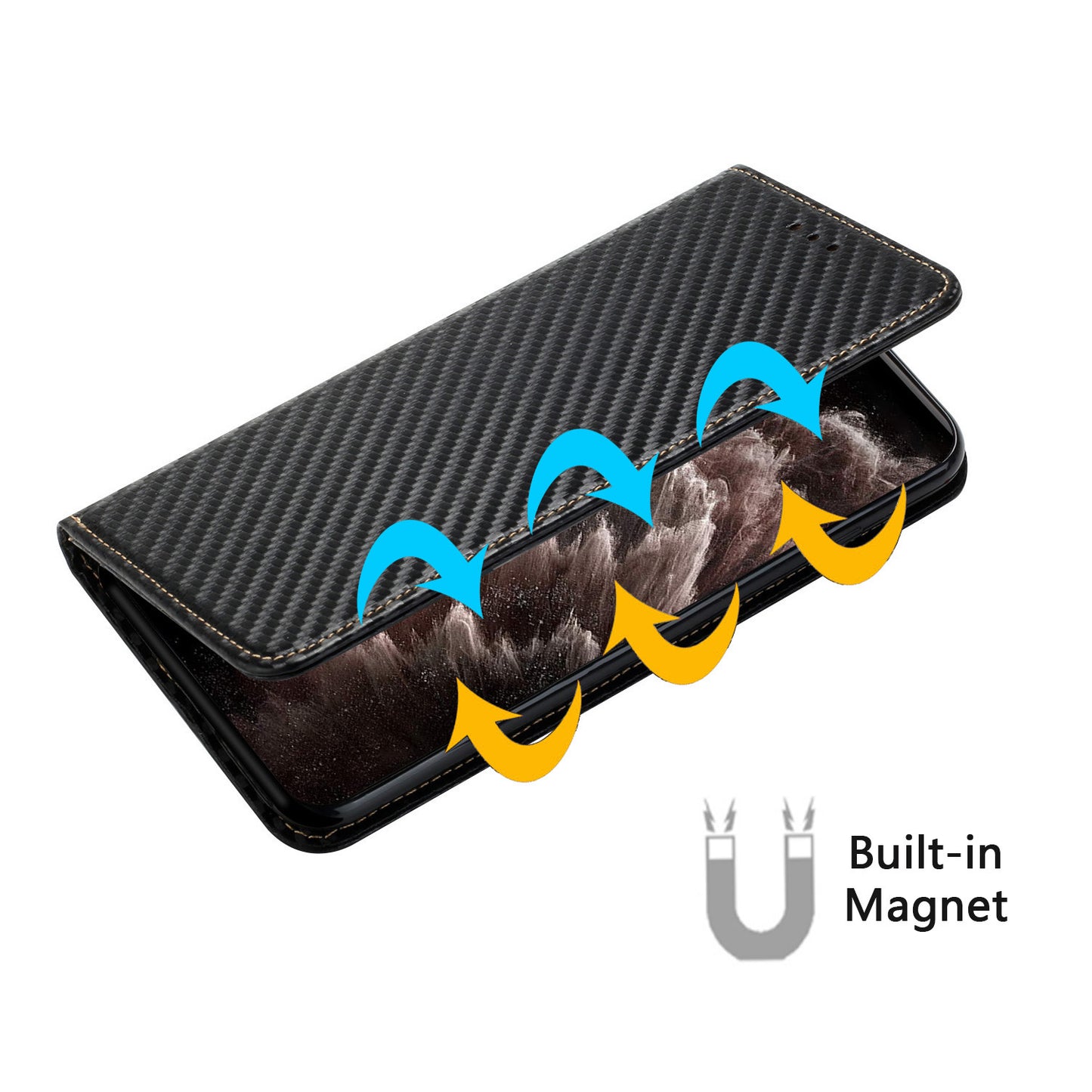 For Samsung Galaxy A16 5G / A16 4G Case Leather Flip Phone Cover Stand Strong Magnetic Closure - Black