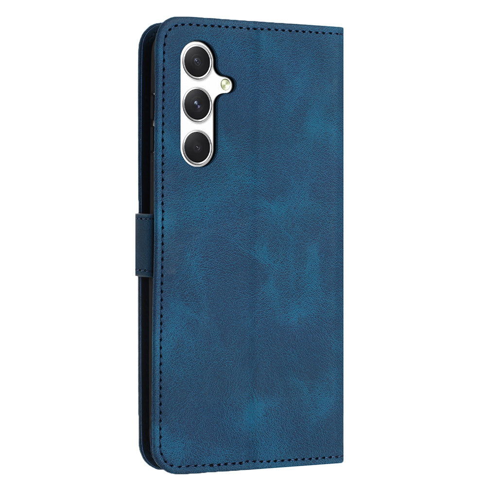 For Samsung Galaxy A16 5G / A16 4G Leather Case Solid Color Wallet Protective Phone Cover - Blue
