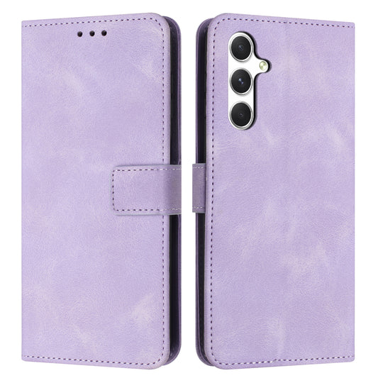 For Samsung Galaxy A16 5G / A16 4G Leather Case Solid Color Wallet Protective Phone Cover - Purple