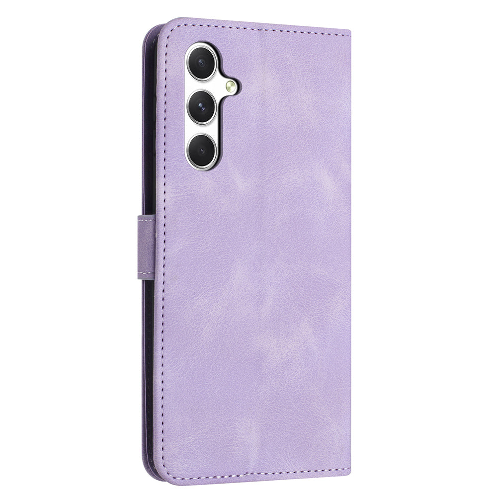 For Samsung Galaxy A16 5G / A16 4G Leather Case Solid Color Wallet Protective Phone Cover - Purple