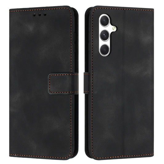 For Samsung Galaxy A16 5G / A16 4G Leather Case Solid Color Wallet Protective Phone Cover - Black