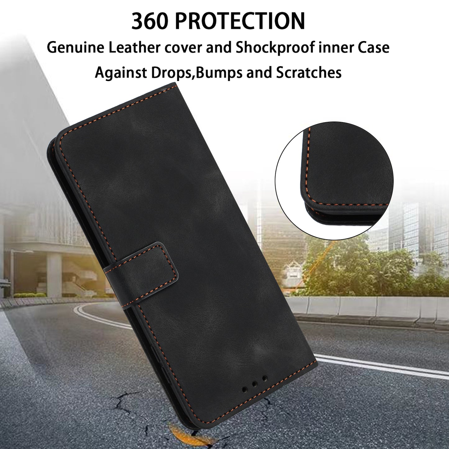 For Samsung Galaxy A16 5G / A16 4G Leather Case Solid Color Wallet Protective Phone Cover - Black