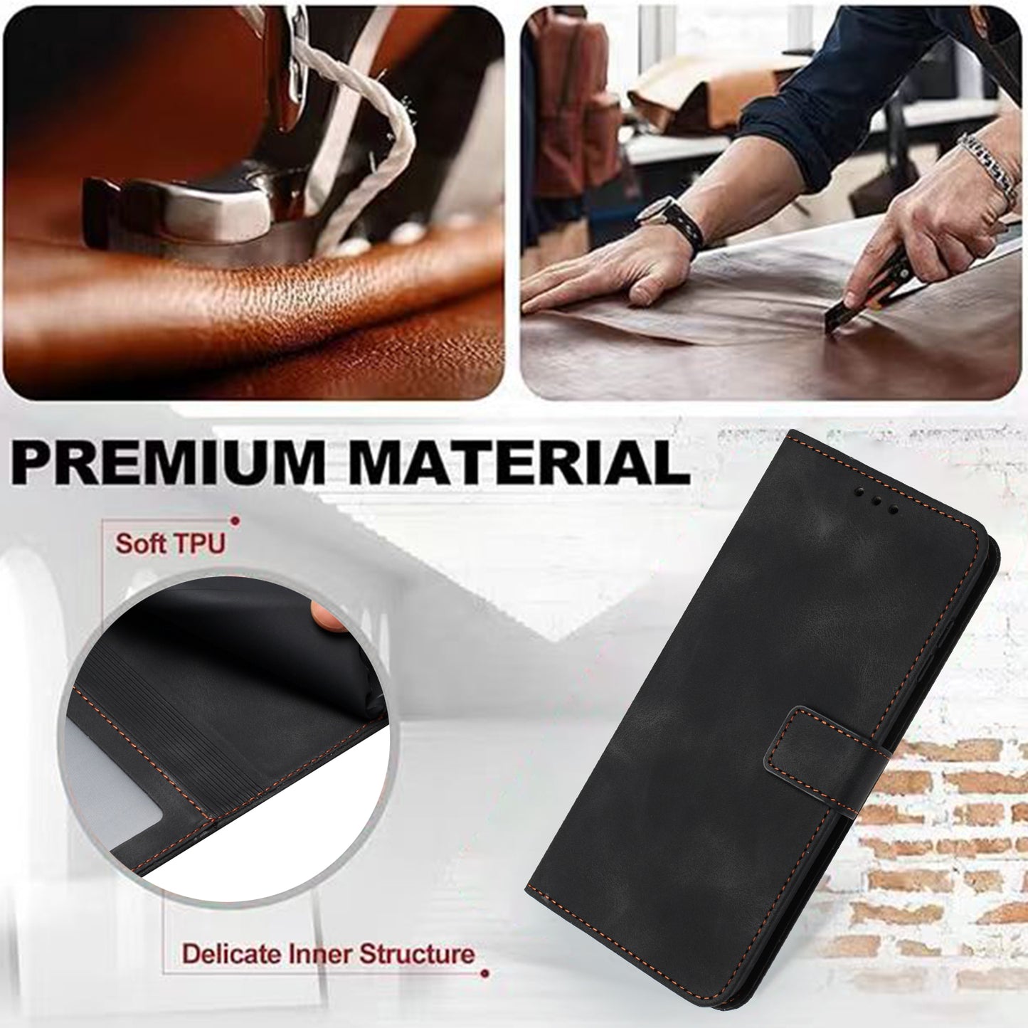 For Samsung Galaxy A16 5G / A16 4G Leather Case Solid Color Wallet Protective Phone Cover - Black