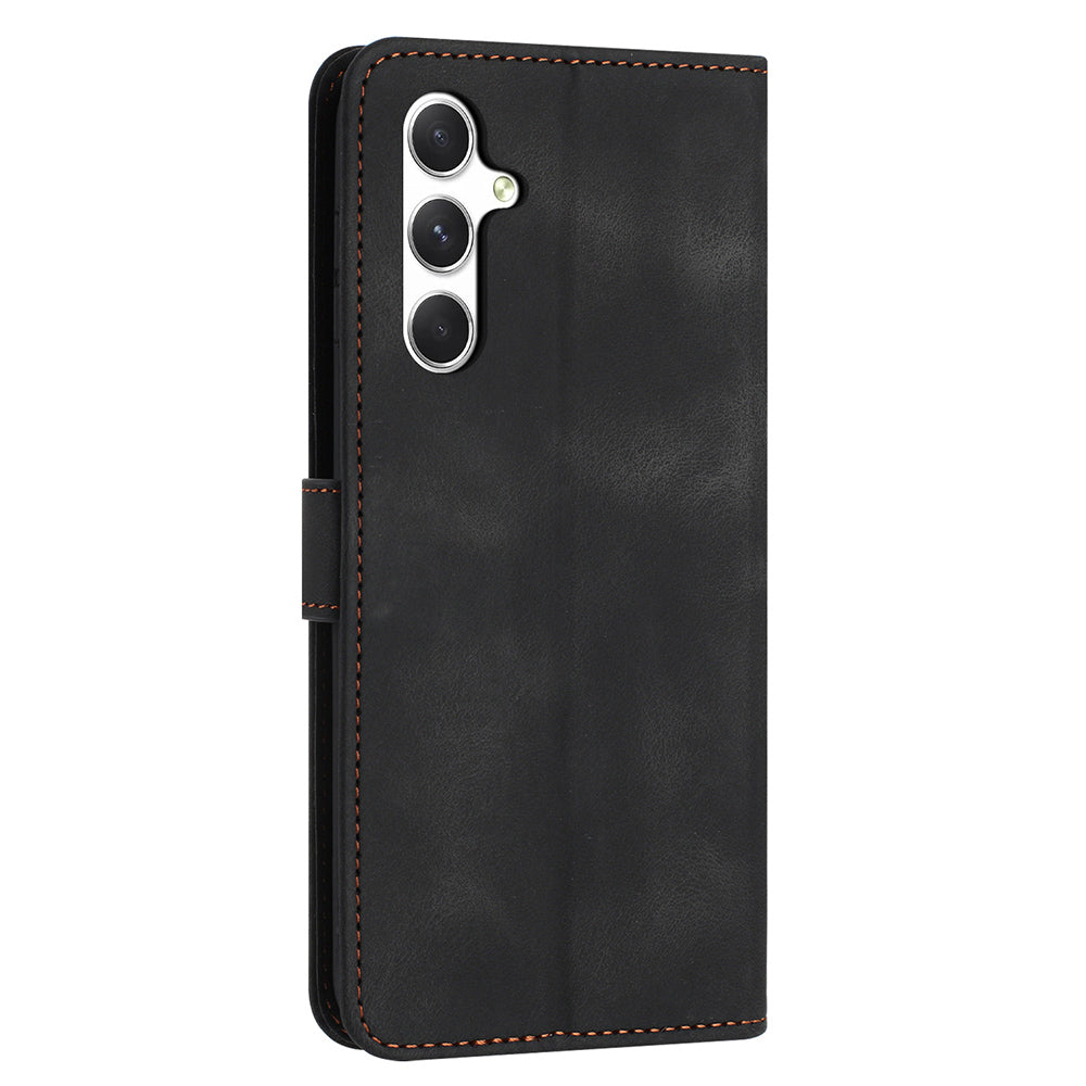 For Samsung Galaxy A16 5G / A16 4G Leather Case Solid Color Wallet Protective Phone Cover - Black