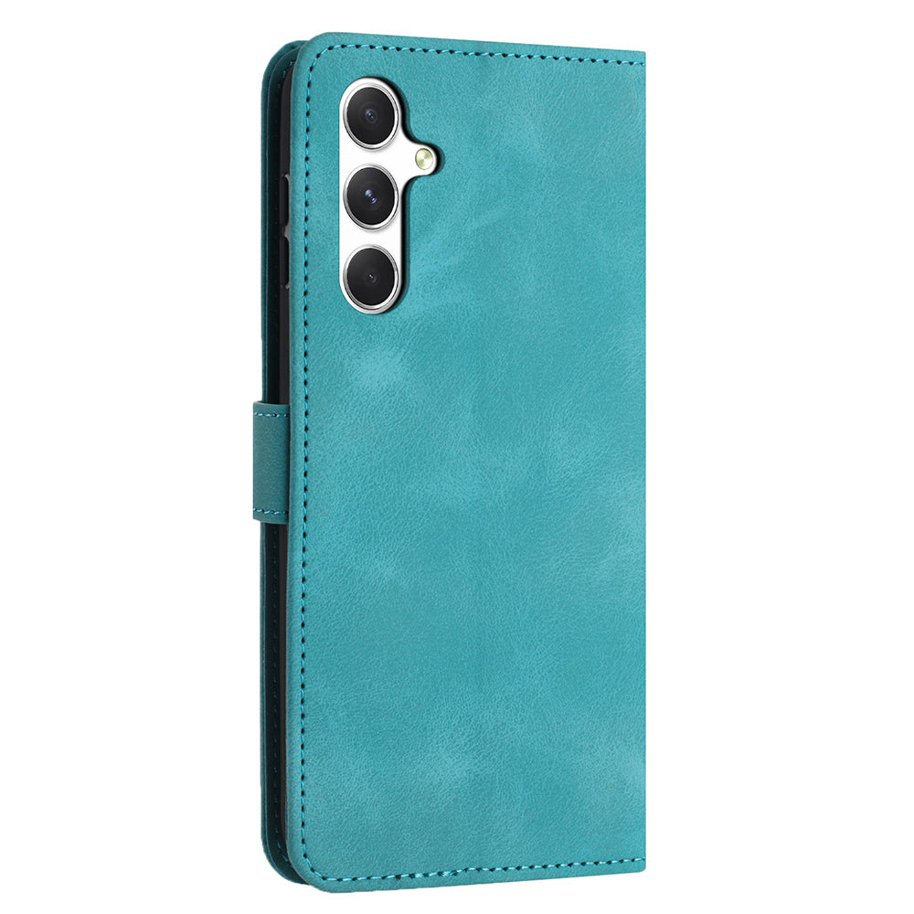 For Samsung Galaxy A16 5G / A16 4G Leather Case Solid Color Wallet Protective Phone Cover - Green