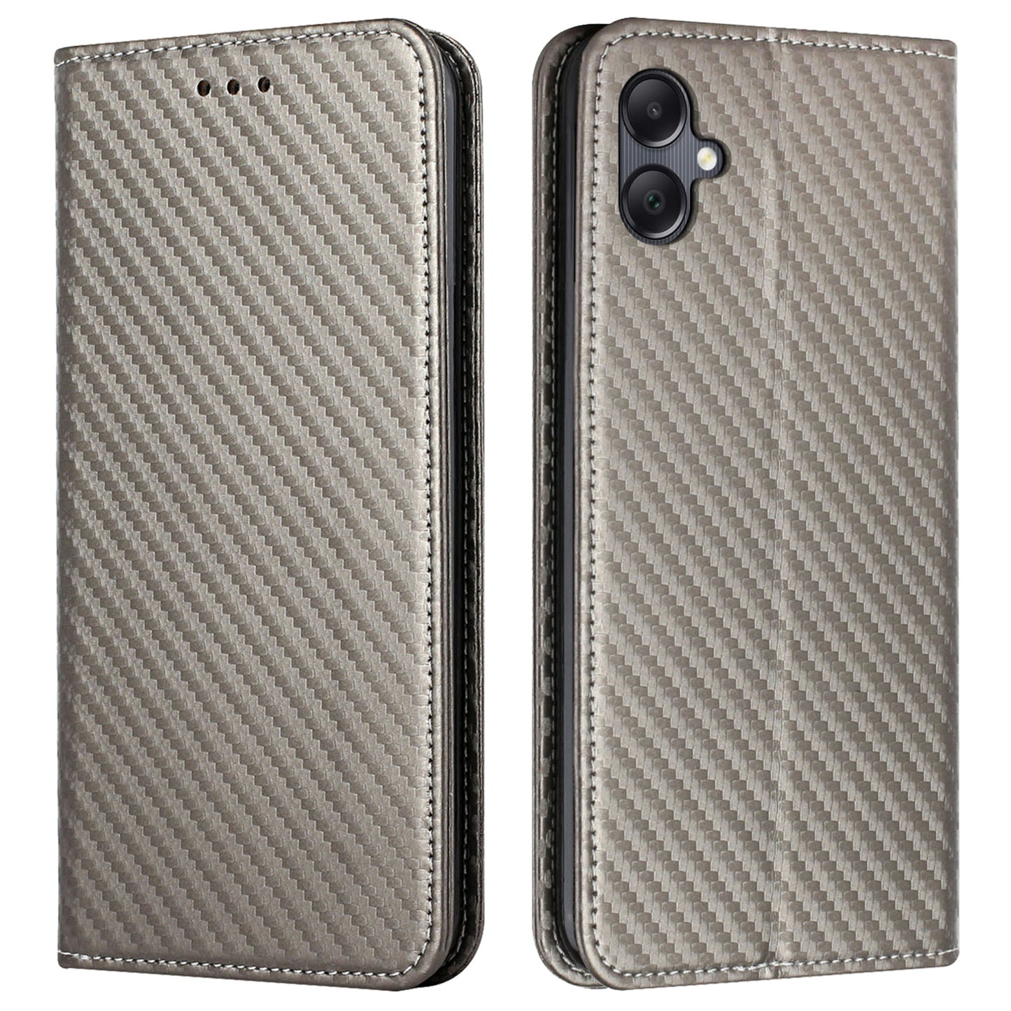 For Samsung Galaxy A06 Case Leather Flip Phone Cover Stand Strong Magnetic Closure - Grey