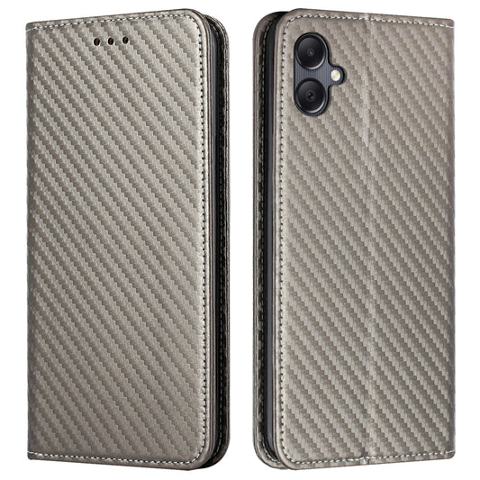 For Samsung Galaxy A06 Case Leather Flip Phone Cover Stand Strong Magnetic Closure - Grey