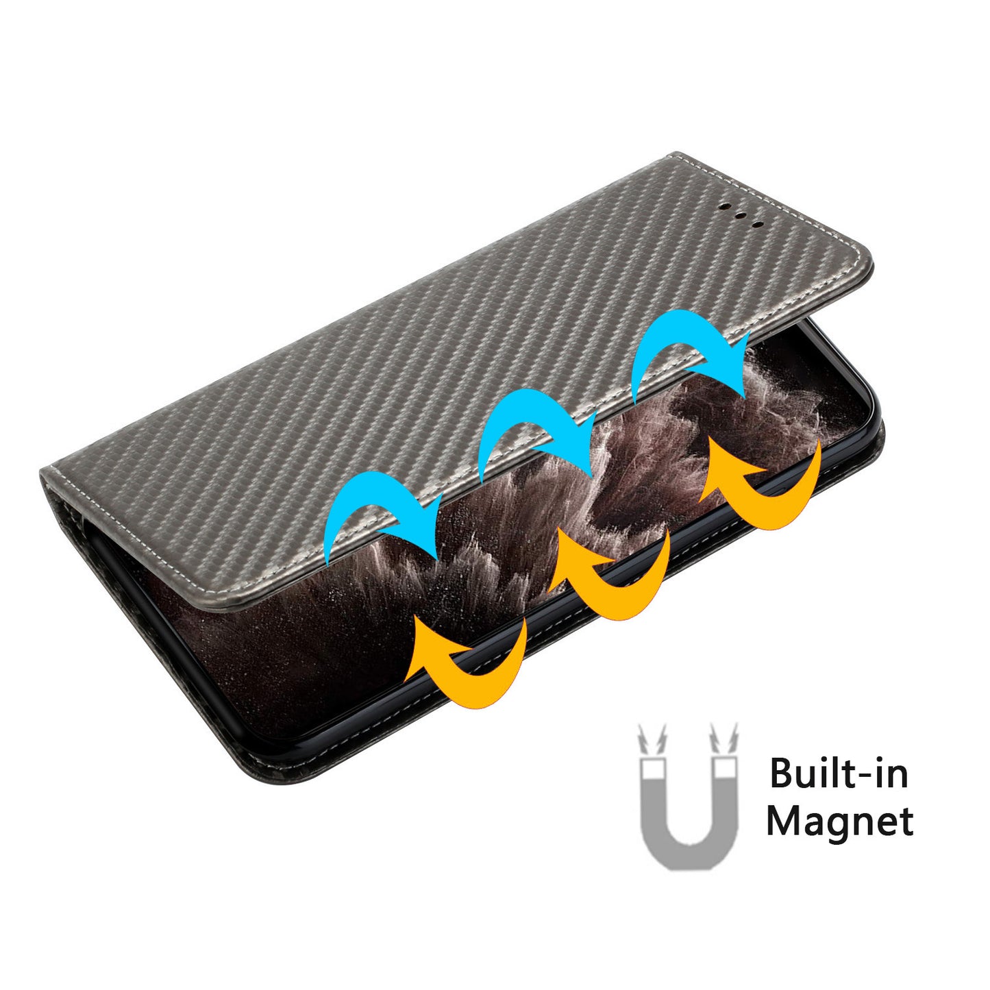 For Samsung Galaxy A06 Case Leather Flip Phone Cover Stand Strong Magnetic Closure - Grey