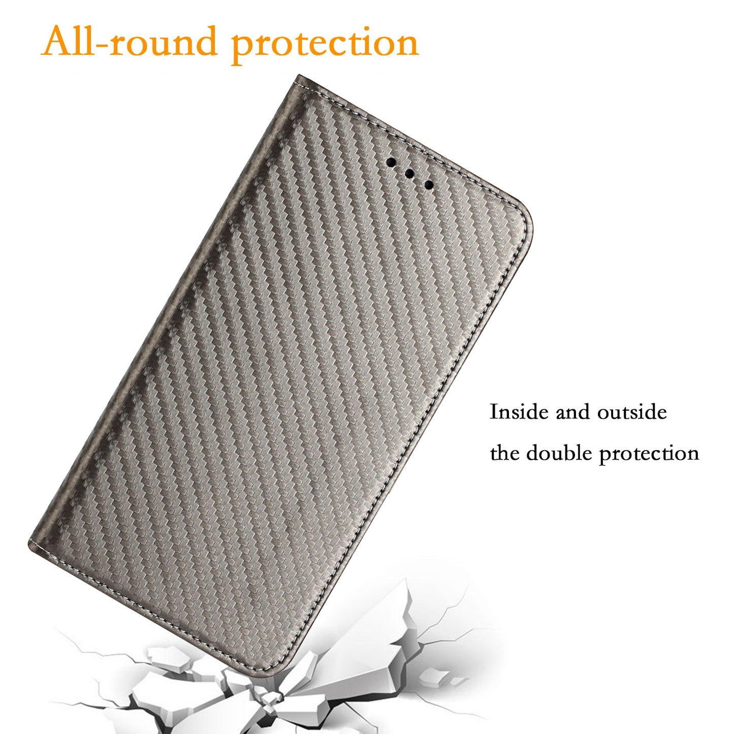 For Samsung Galaxy A06 Case Leather Flip Phone Cover Stand Strong Magnetic Closure - Grey