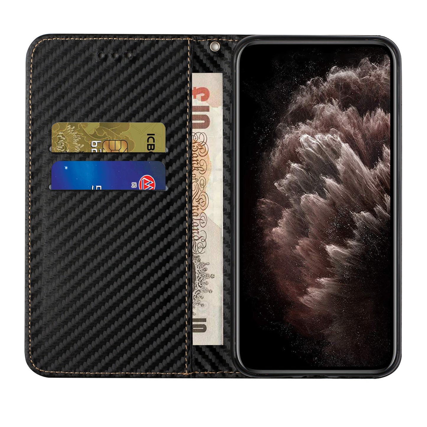 For Samsung Galaxy A06 Case Leather Flip Phone Cover Stand Strong Magnetic Closure - Black