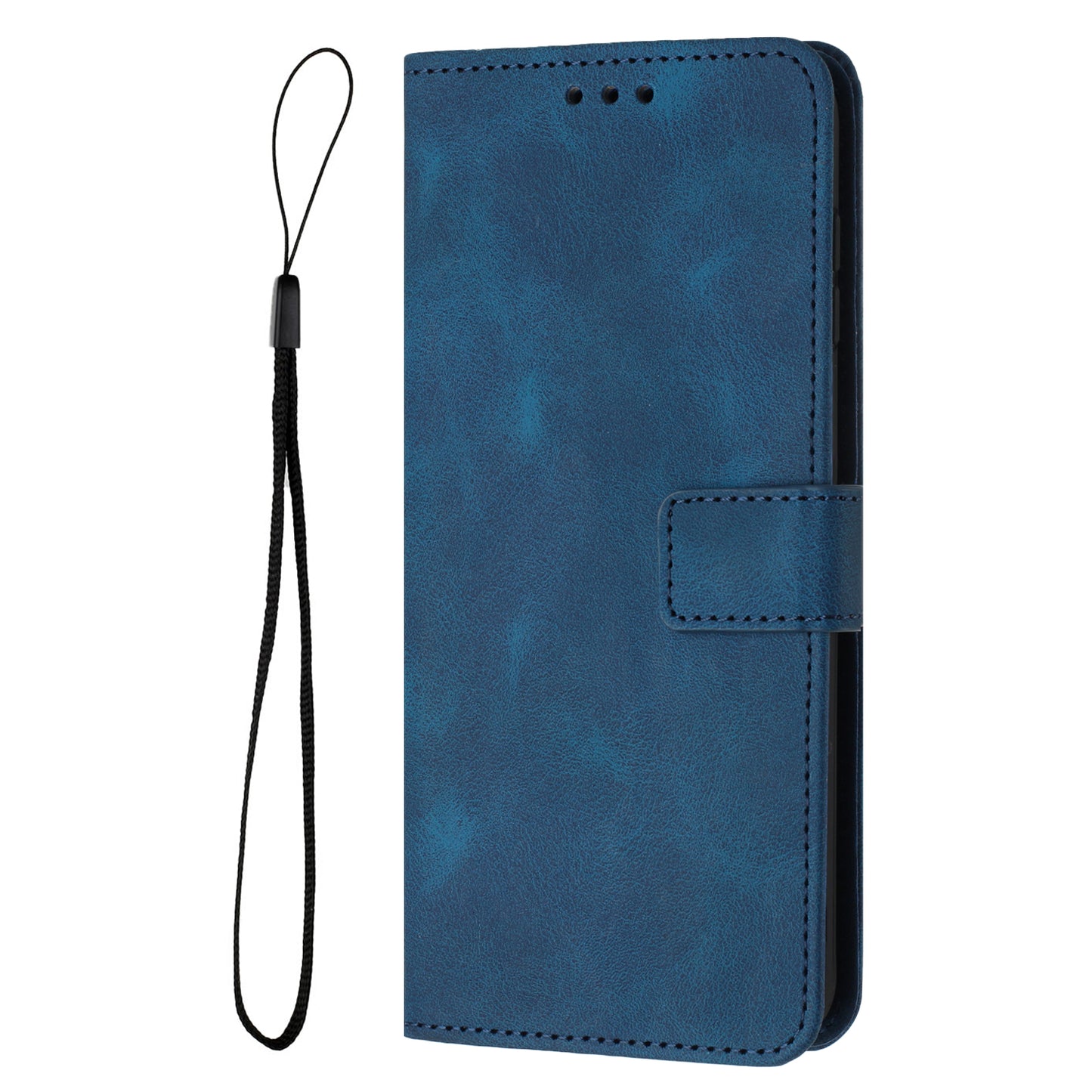 For Samsung Galaxy A06 Leather Case Solid Color Wallet Protective Phone Cover - Blue