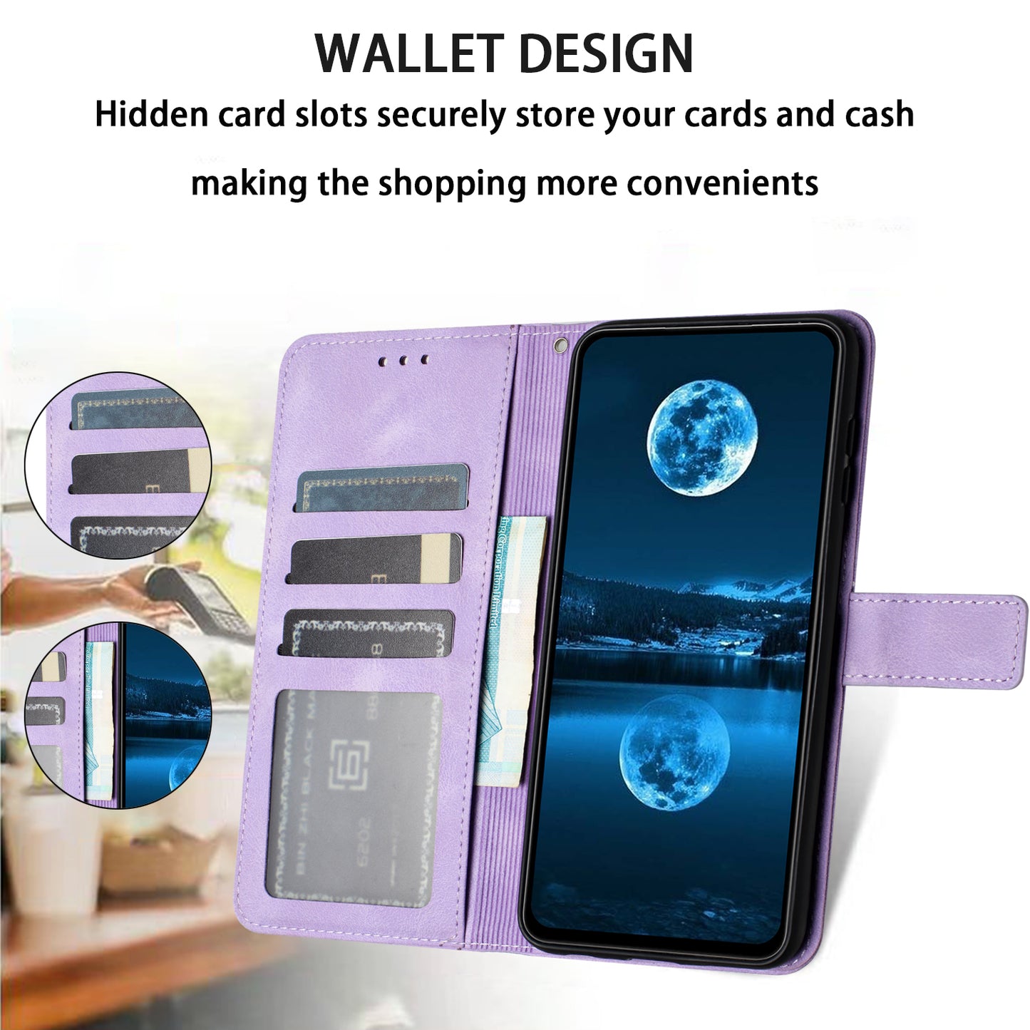 For Samsung Galaxy A06 Leather Case Solid Color Wallet Protective Phone Cover - Purple