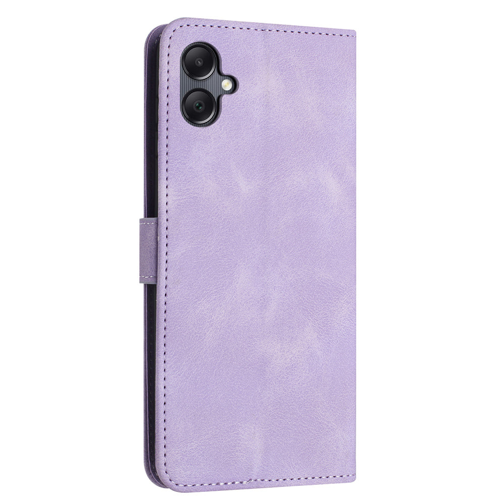 For Samsung Galaxy A06 Leather Case Solid Color Wallet Protective Phone Cover - Purple