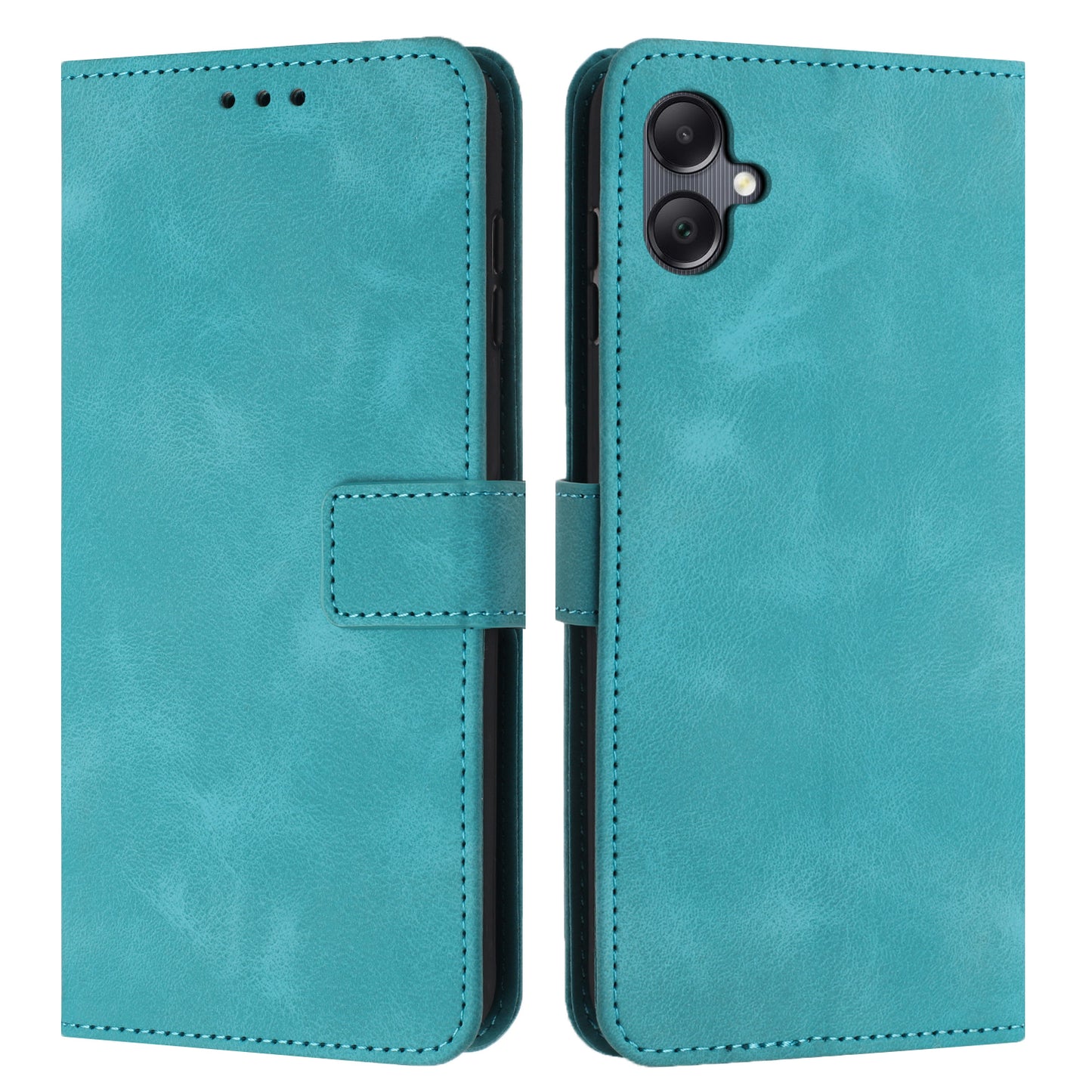 For Samsung Galaxy A06 Leather Case Solid Color Wallet Protective Phone Cover - Green