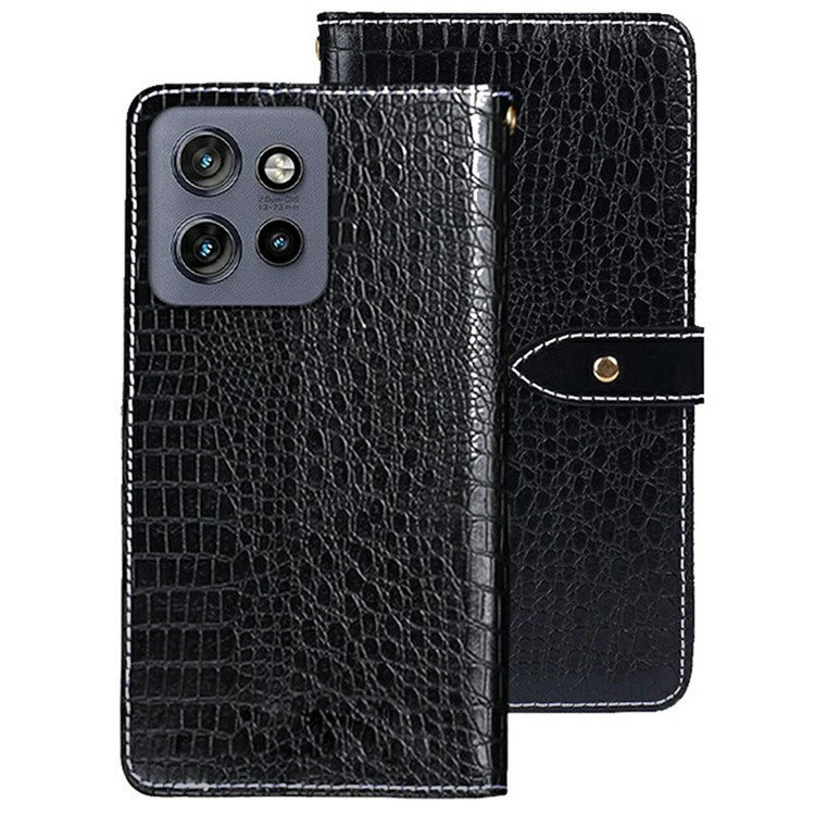 IDEWEI For Motorola Edge 50 Neo 5G / Moto S50 5G / Thinkphone 25 5G Case Crocodile Texture PU Leather Flip Phone Cover - Black