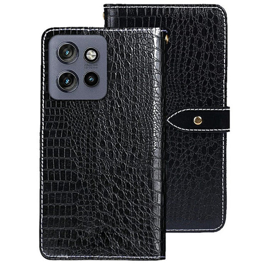 IDEWEI For Motorola Edge 50 Neo 5G / Moto S50 5G / Thinkphone 25 5G Case Crocodile Texture PU Leather Flip Phone Cover - Black