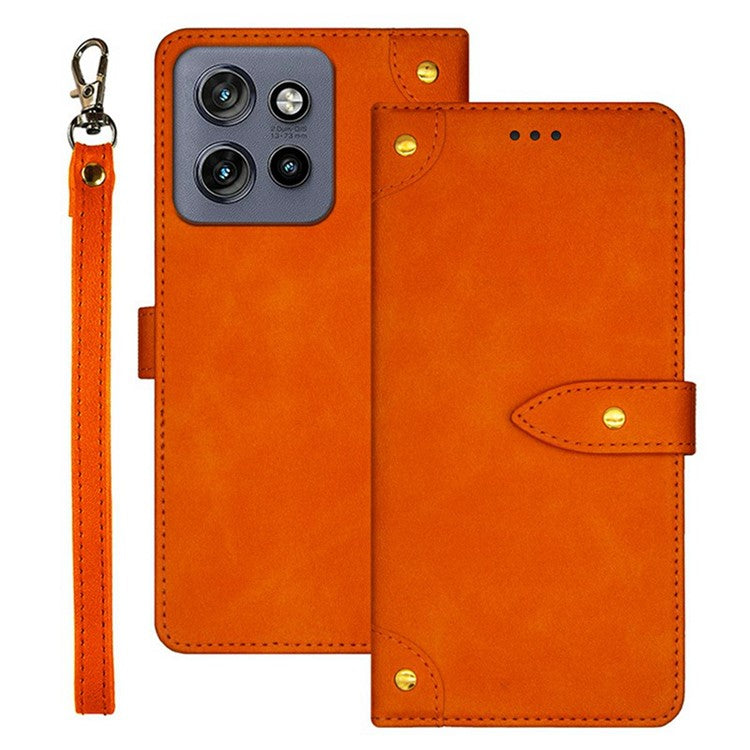 IDEWEI For Motorola Edge 50 Neo 5G / Moto S50 5G / Thinkphone 25 5G Stand Case PU Leather Phone Cover with Card Slots - Orange